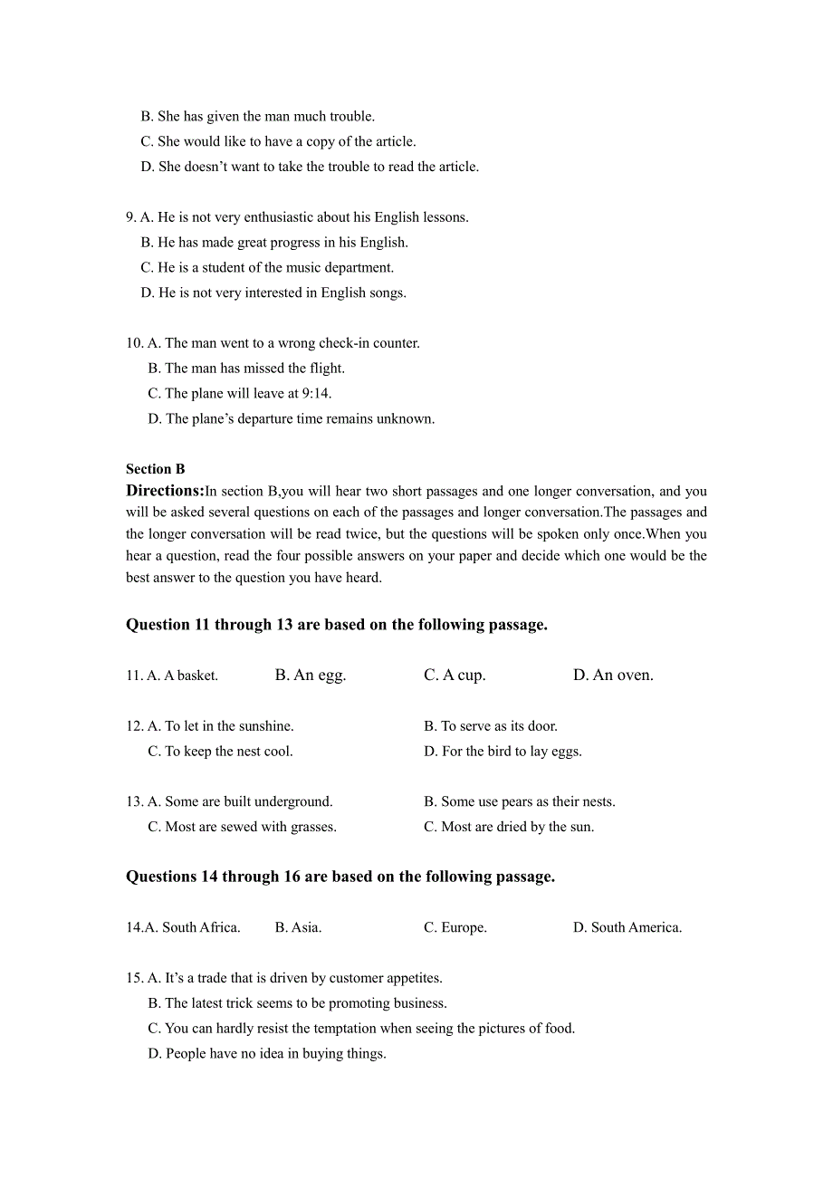 上海市静安区2017届高三上学期教学质量调研英语试卷 Word版含答案.pdf_第2页