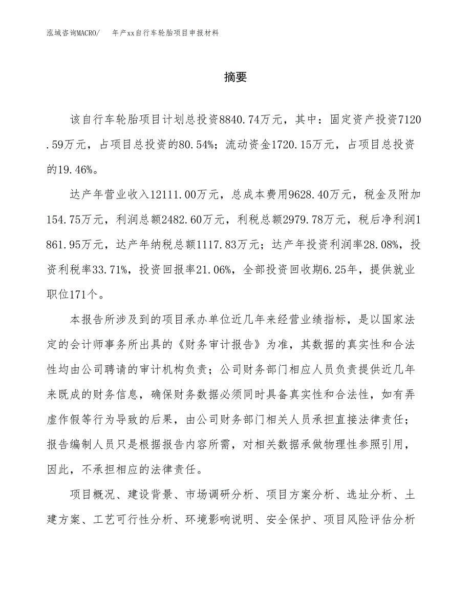 年产xx自行车轮胎项目申报材料_第2页