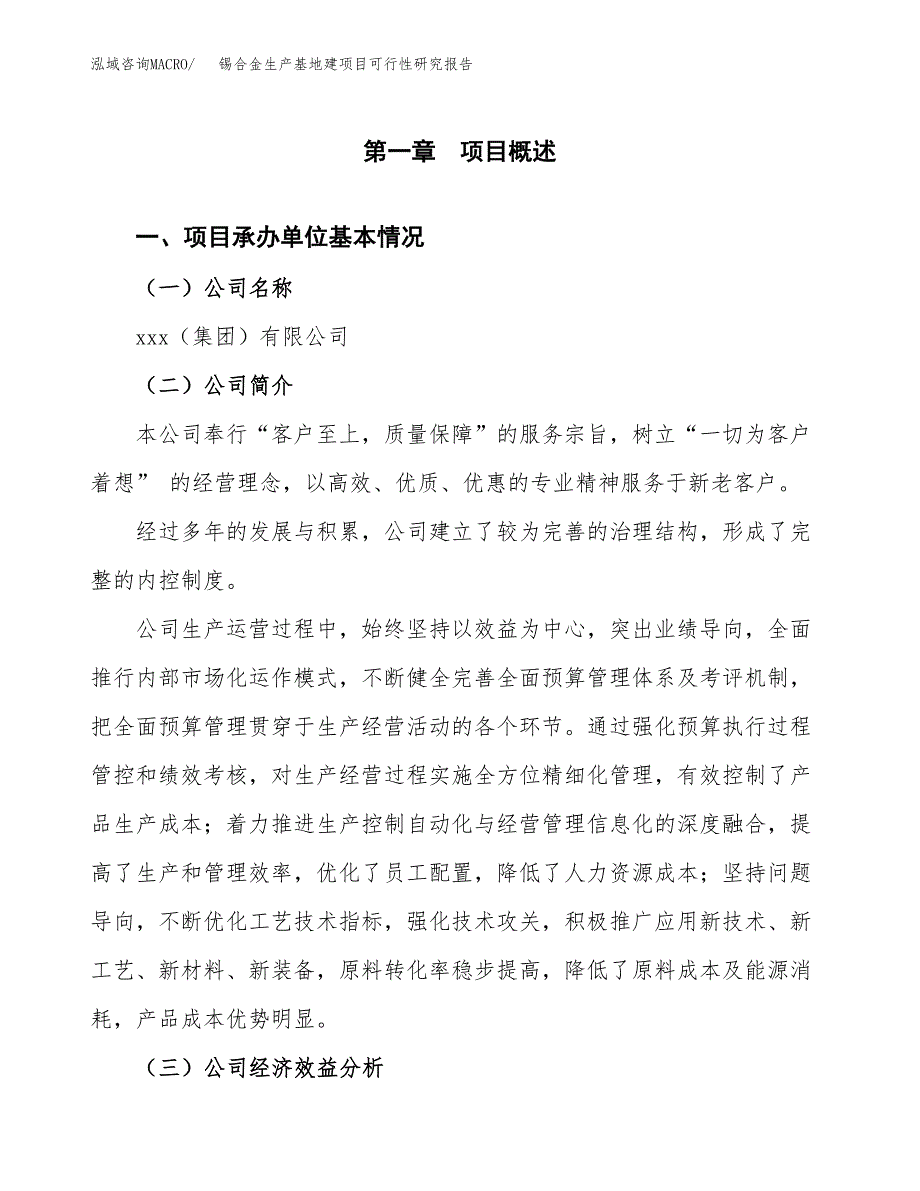 （模板）锡合金生产基地建项目可行性研究报告_第4页