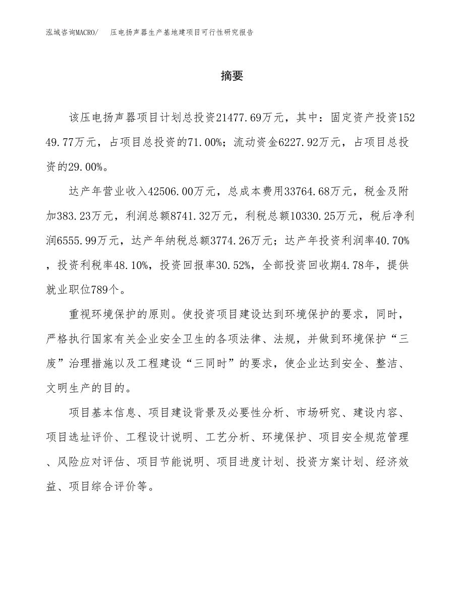 （模板）压电扬声器生产基地建项目可行性研究报告_第2页