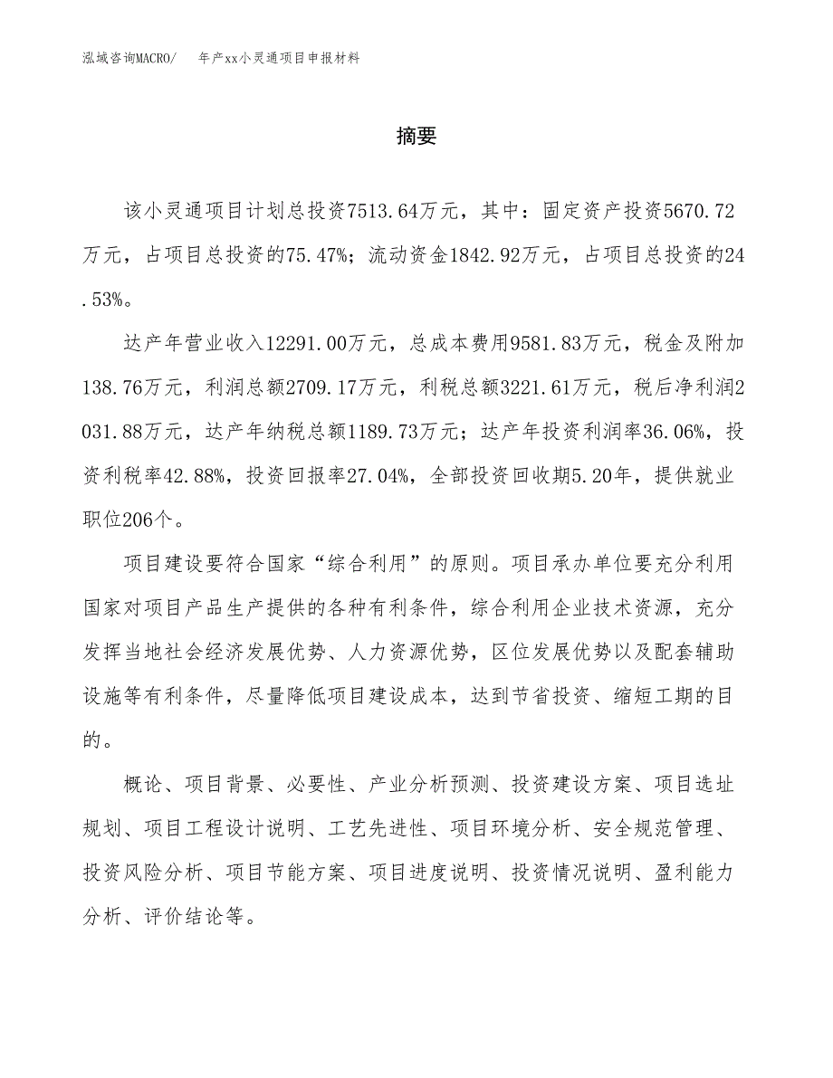 年产xx小灵通项目申报材料_第2页