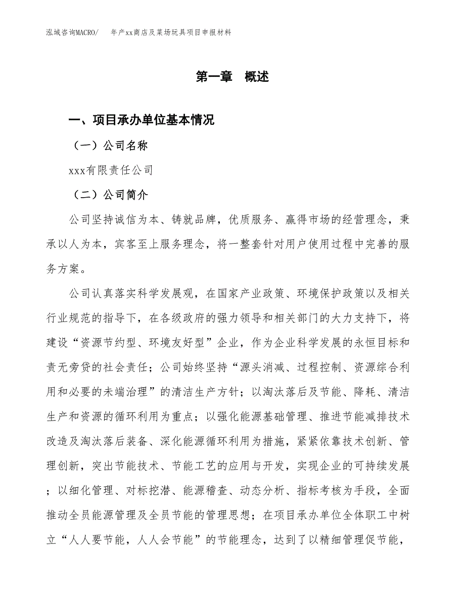 年产xx商店及菜场玩具项目申报材料_第4页