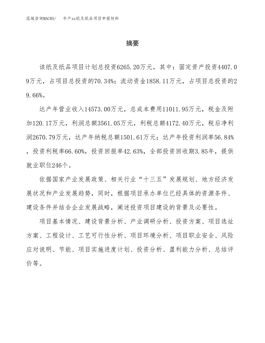 年产xx纸及纸品项目申报材料_第2页