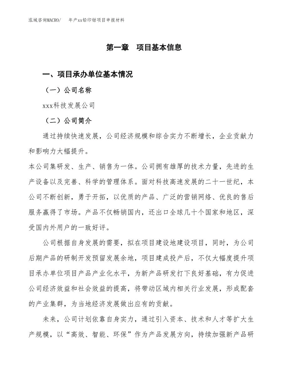 年产xx铅印钳项目申报材料_第4页