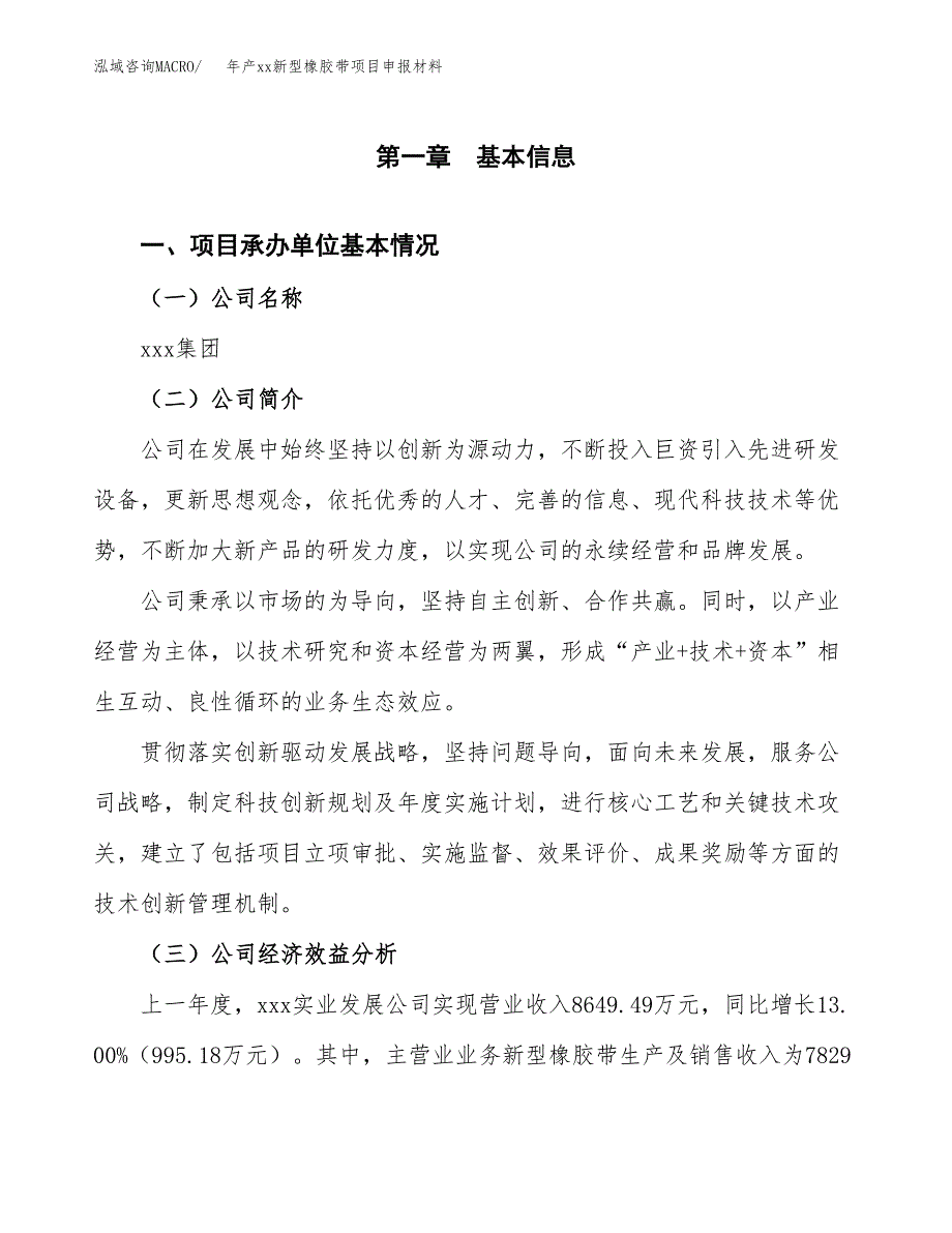 年产xx新型橡胶带项目申报材料_第4页