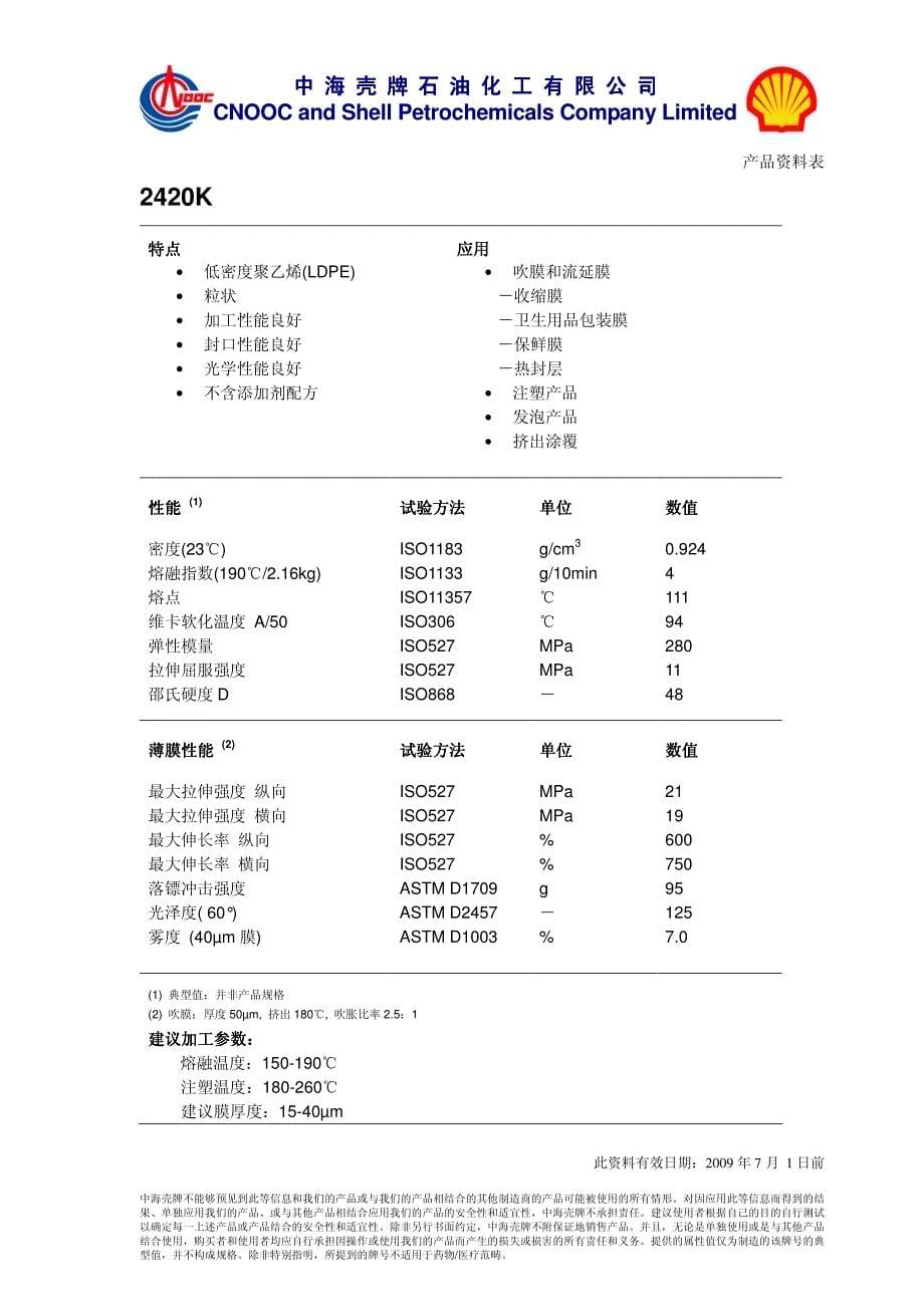 聚乙烯产品资料表_第5页