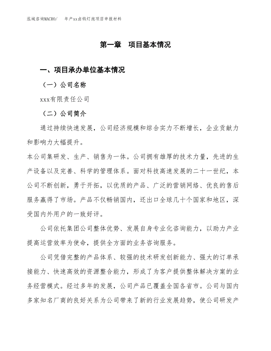 年产xx卤钨灯泡项目申报材料_第4页