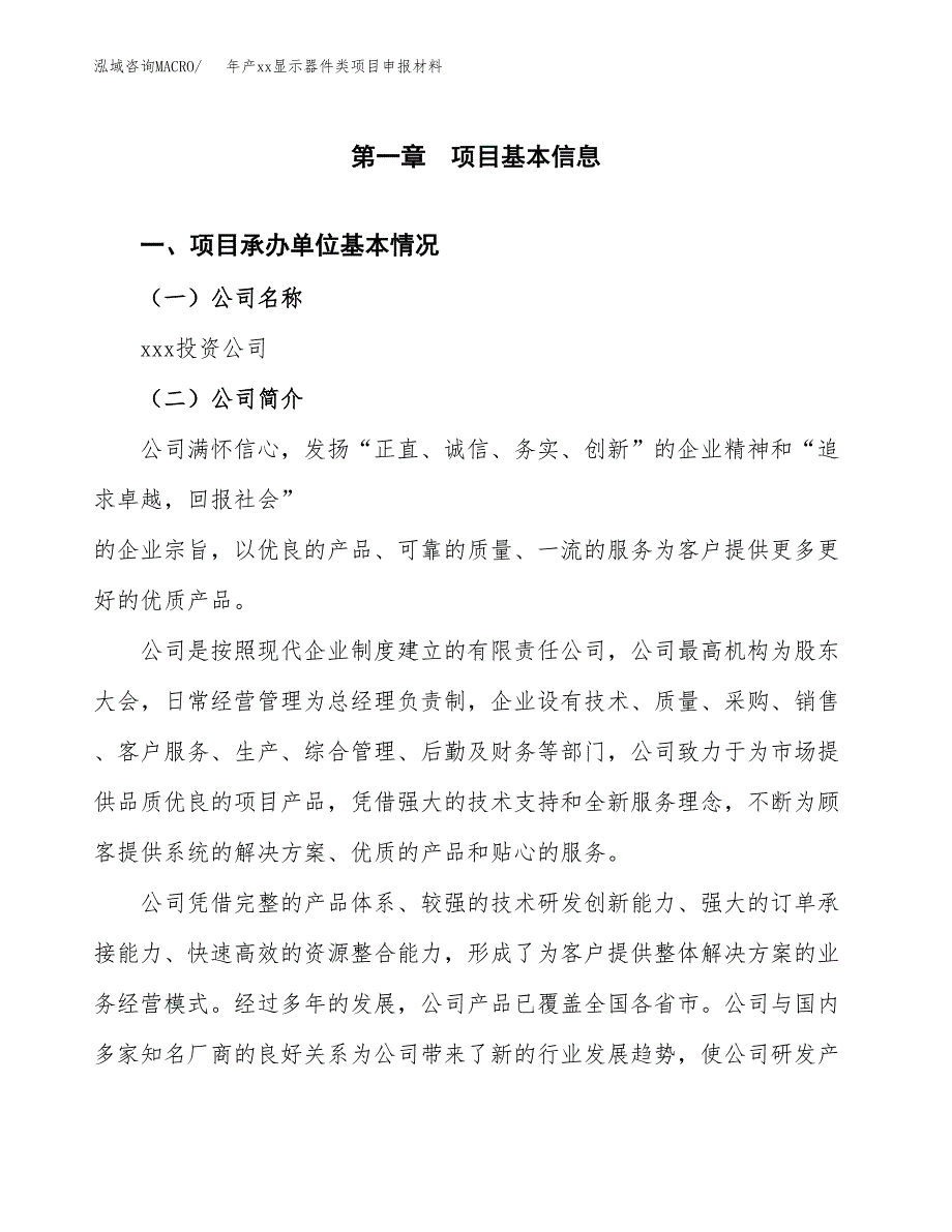 年产xx显示器件类项目申报材料_第4页