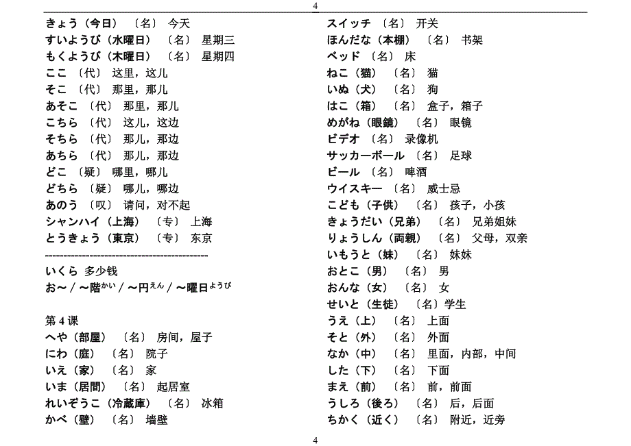 标准日本语1-24课课后单词_第4页