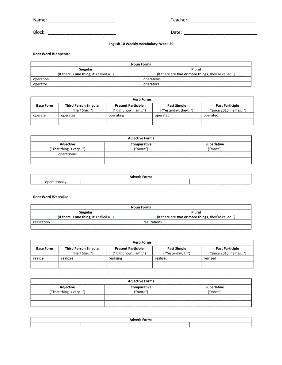 Week 20 - English 10 - Teachers_第1页