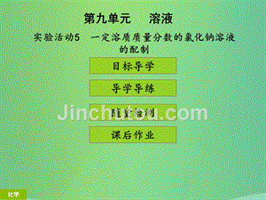 2018年秋季开学九年级化学下册第九单元溶液实验活动5一定溶质质量分数的氯化钠溶液的配制课堂导学+课后作业课件新版新人教版201812272129