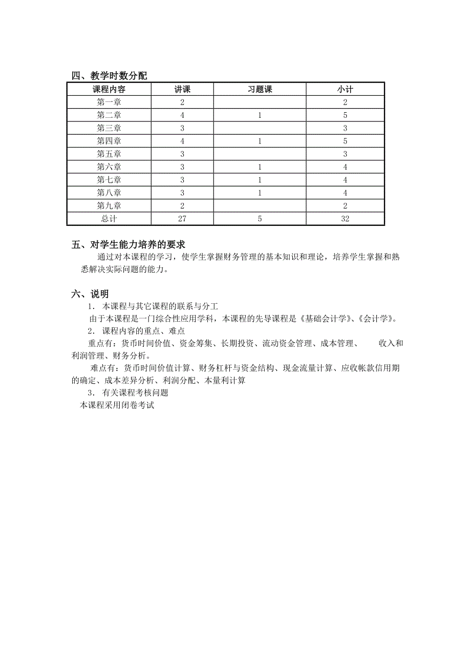 《财务管理》课程教学大纲._第3页