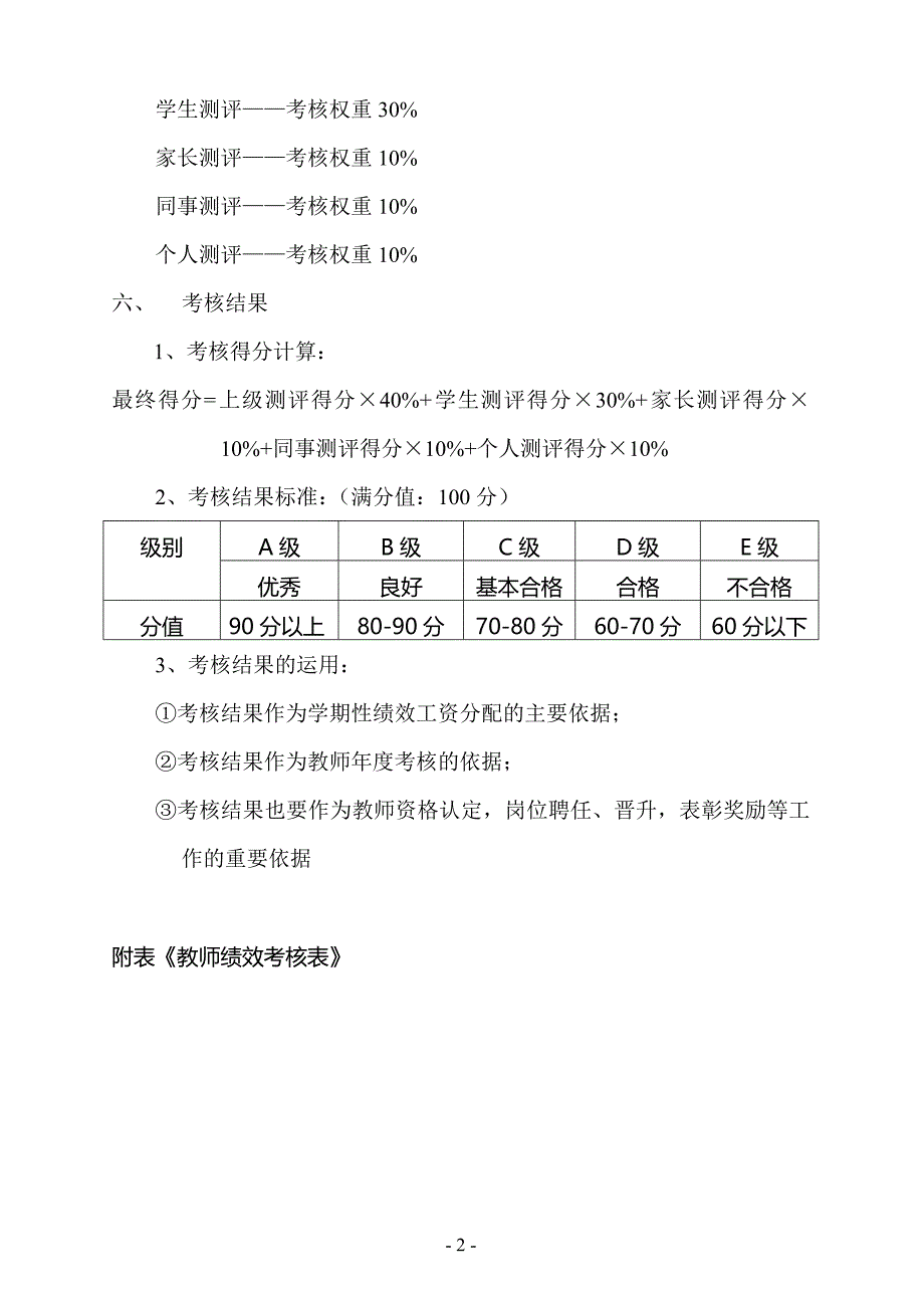 教师绩效考核方案计划_第2页