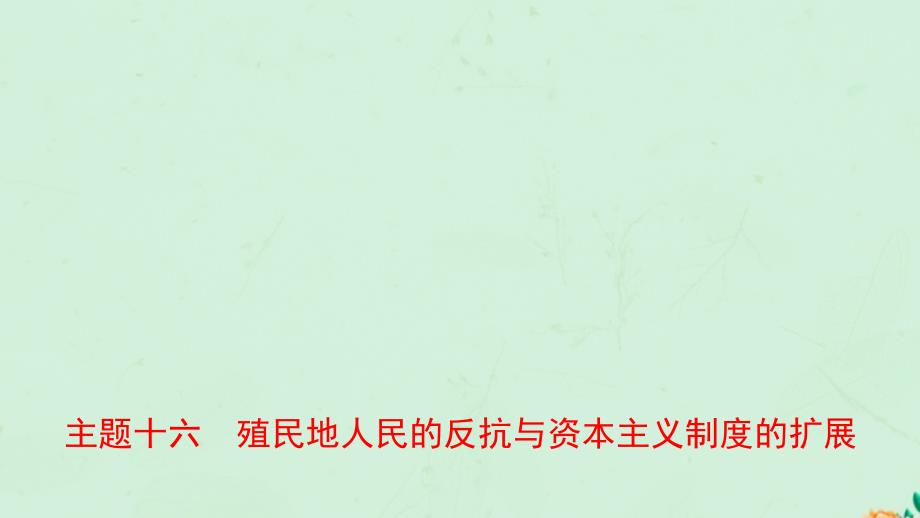 河南省2019年中考历史一轮复习世界近代史主题十六殖民地人民的反抗与资本主义制度的扩展课件20190102145_第1页