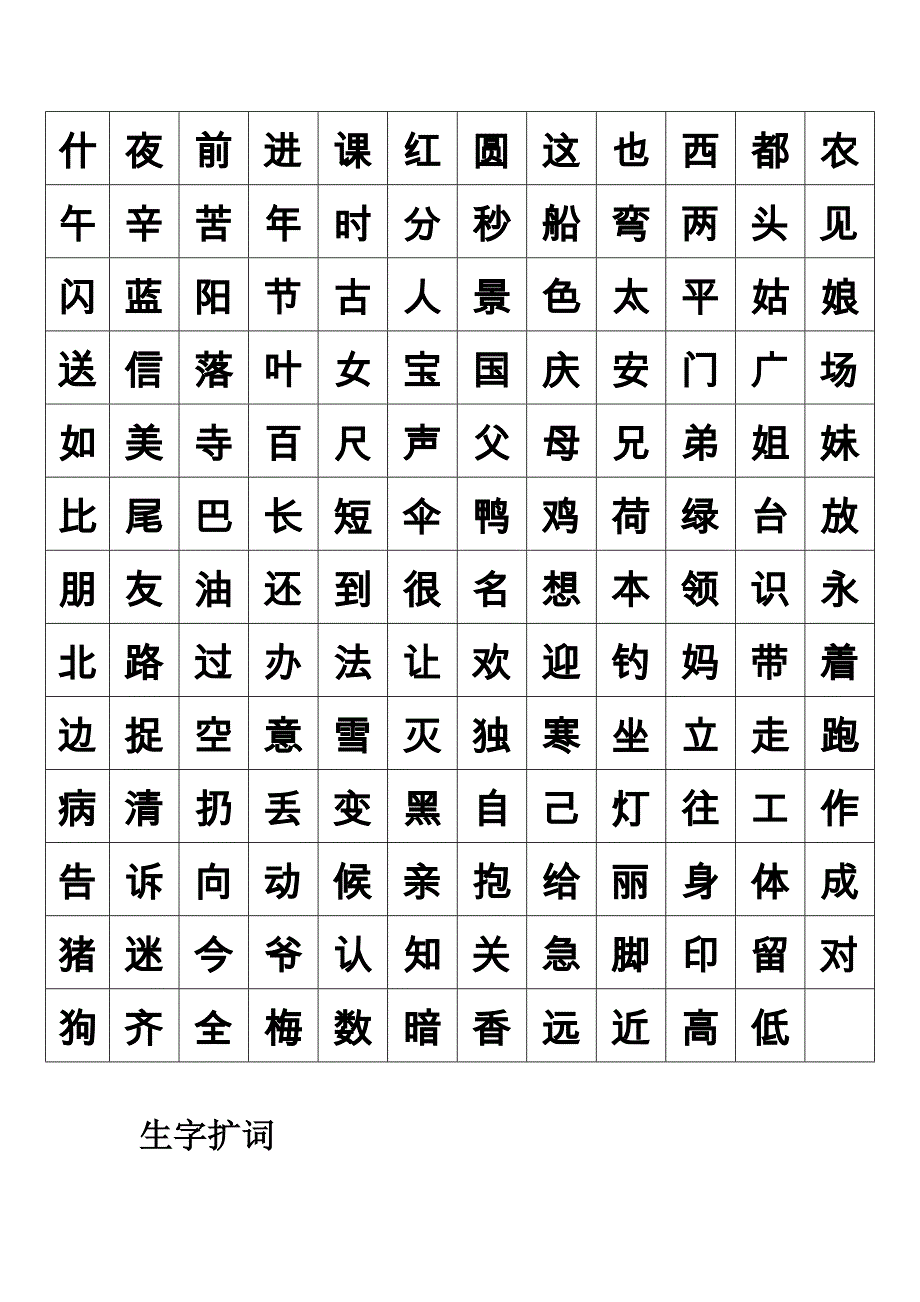 上海一年级语文生字表和组词表_第2页