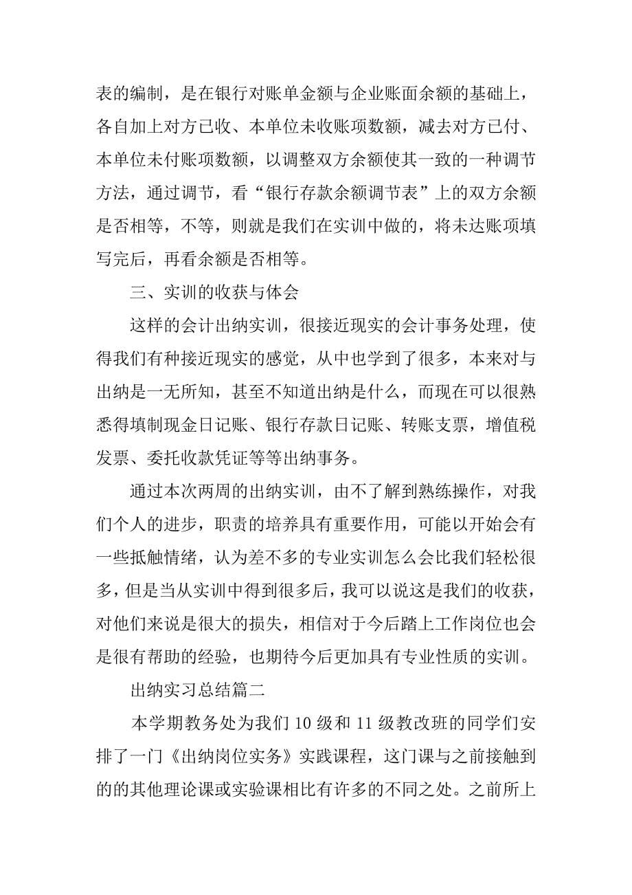 出纳实习总结报告【三篇】_第5页