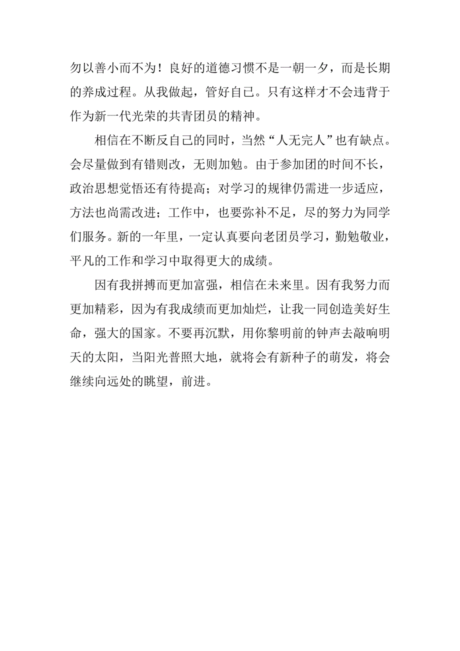 团员自我鉴定100字材料_第3页