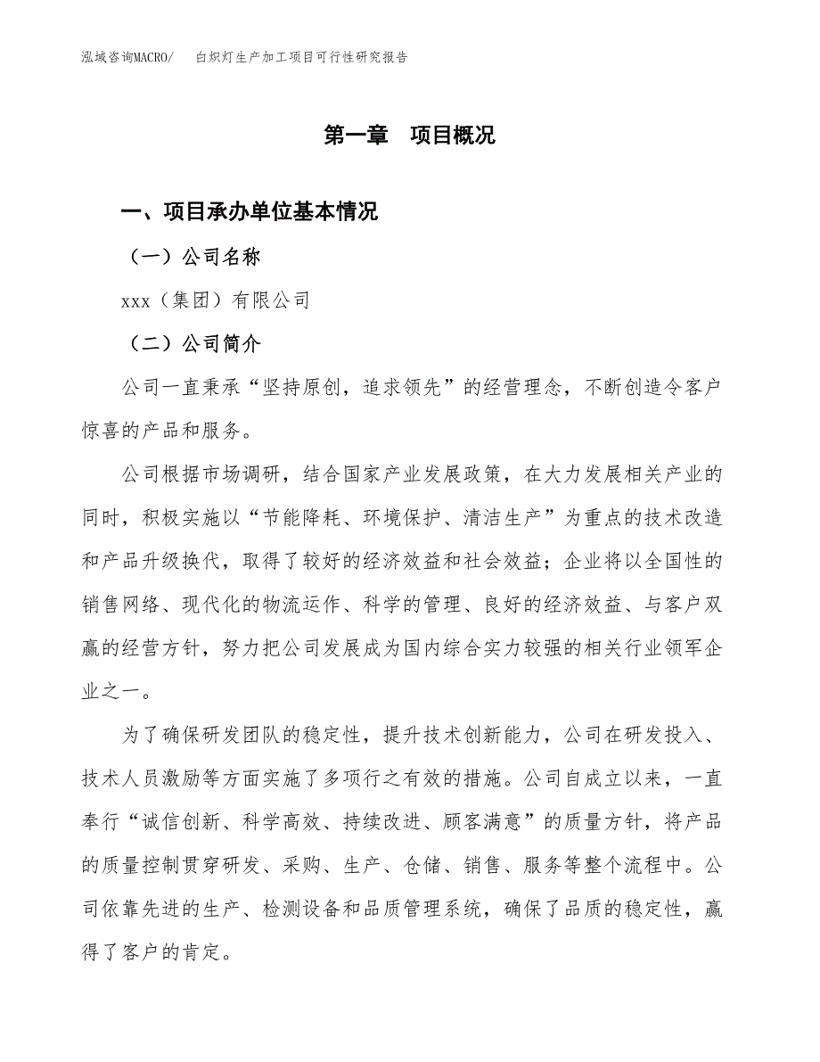 白炽灯生产加工项目可行性研究报告_第4页