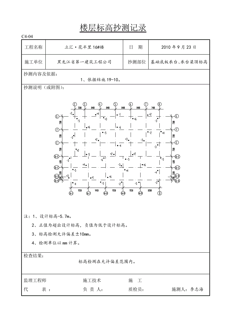 标高抄测记录_第2页