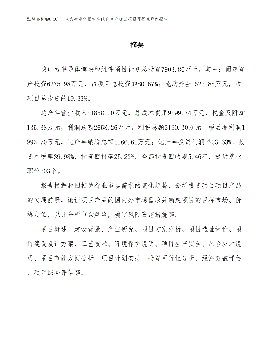 （模板）电力半导体模块和组件生产加工项目可行性研究报告_第2页