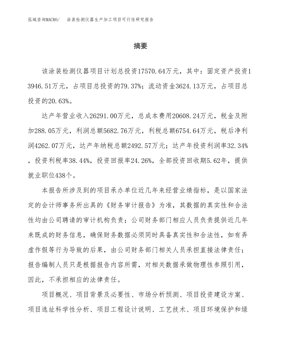 （模板）涂装检测仪器生产加工项目可行性研究报告_第2页