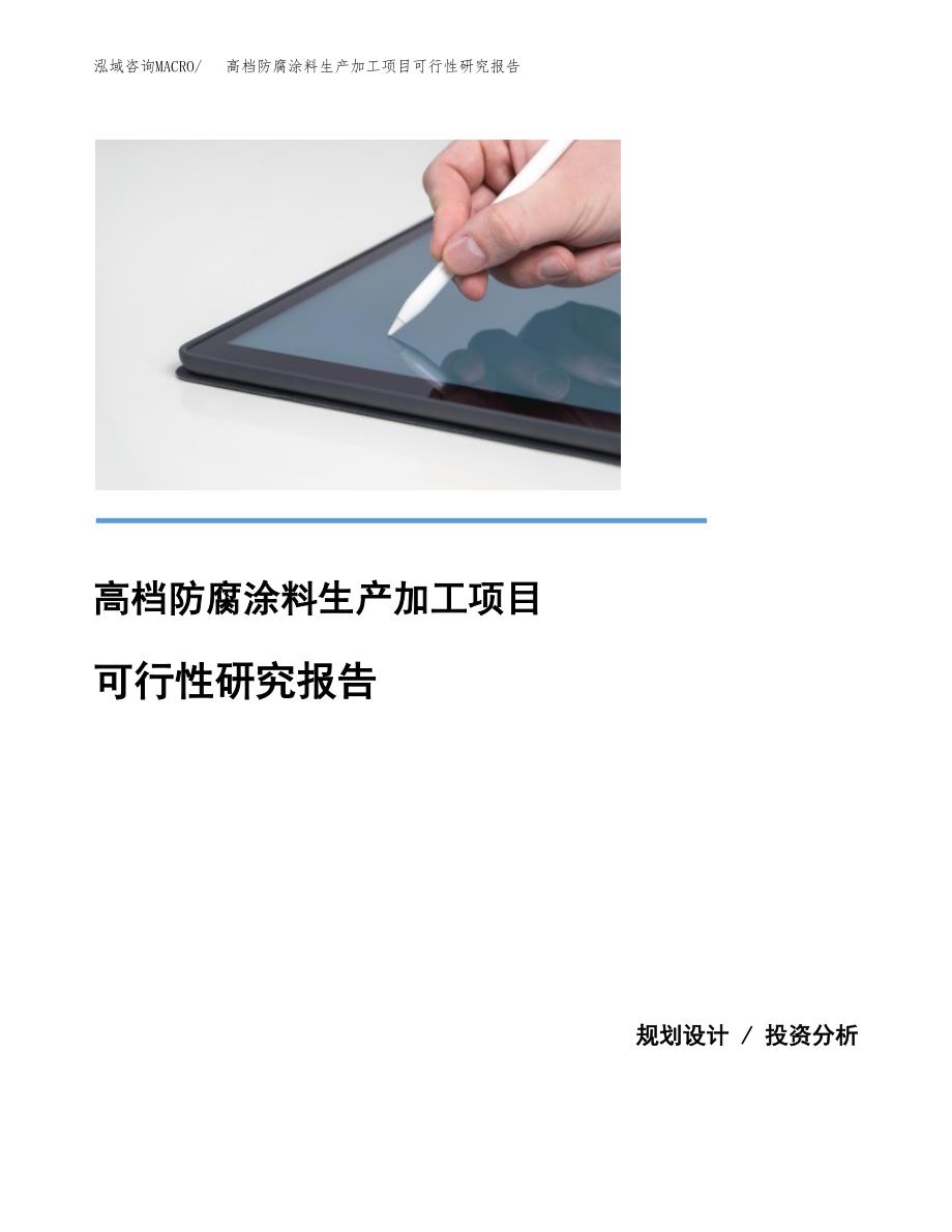 （模板）高档防腐涂料生产加工项目可行性研究报告_第1页