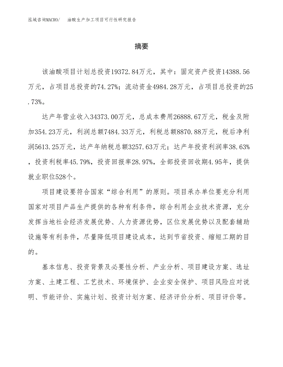 （模板）油酸生产加工项目可行性研究报告_第2页