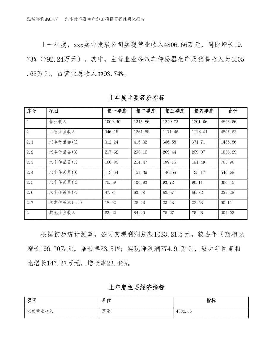 （模板）汽车传感器生产加工项目可行性研究报告_第5页