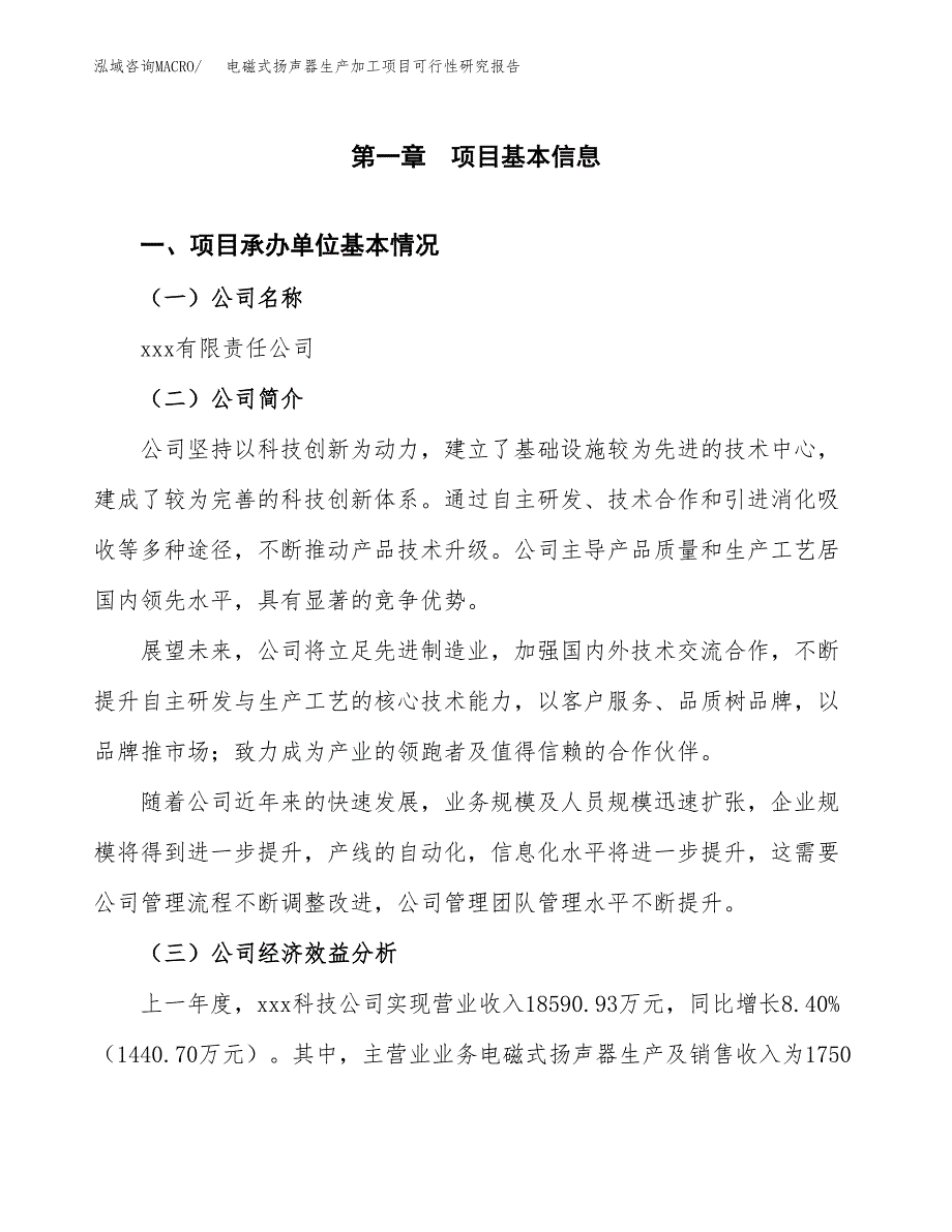 （模板）电磁式扬声器生产加工项目可行性研究报告_第4页