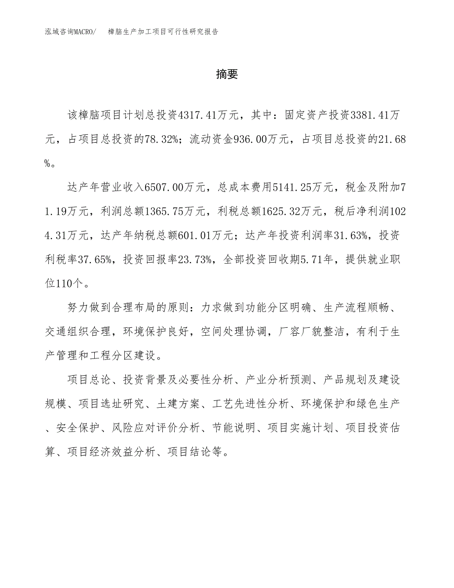 （模板）樟脑生产加工项目可行性研究报告_第2页