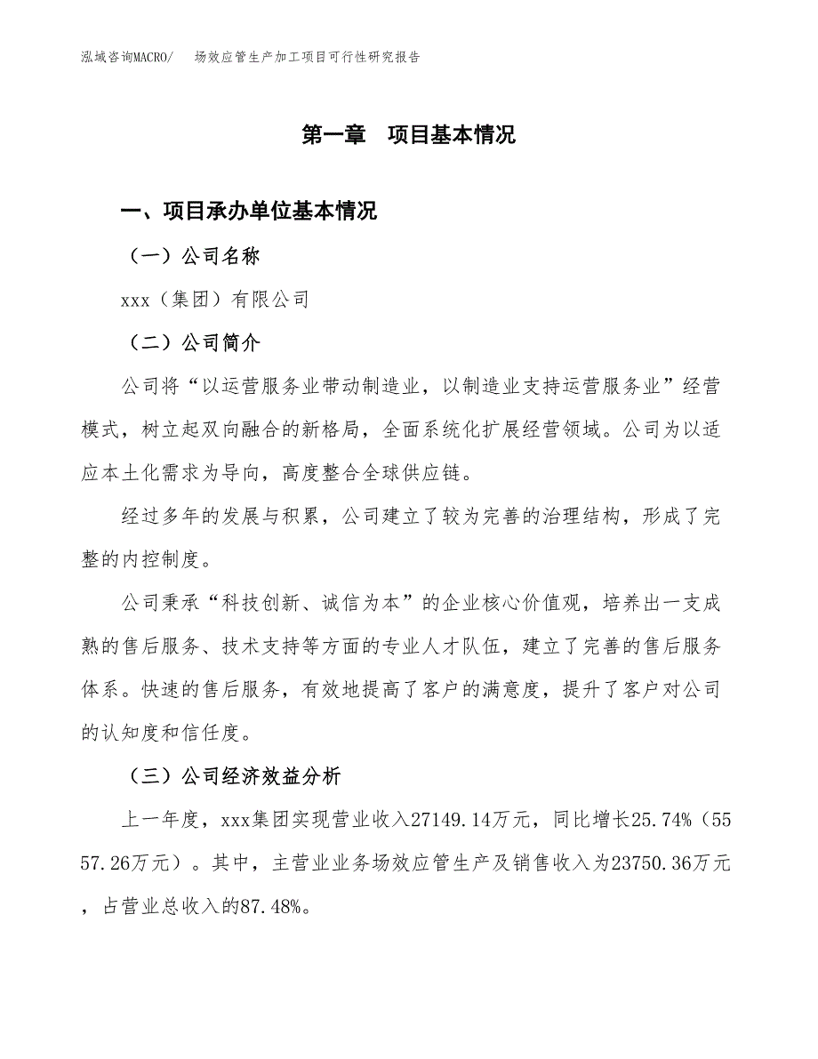 （模板）场效应管生产加工项目可行性研究报告_第4页