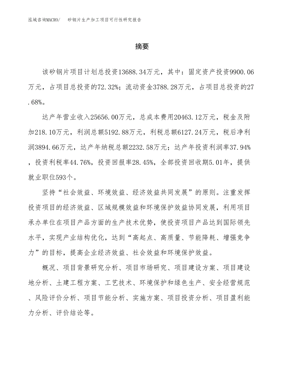 （模板）矽钢片生产加工项目可行性研究报告_第2页