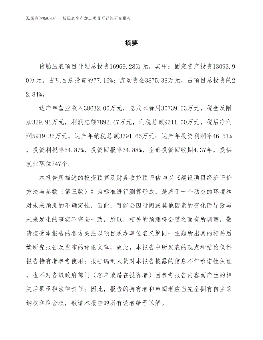 （模板）胎压表生产加工项目可行性研究报告_第2页