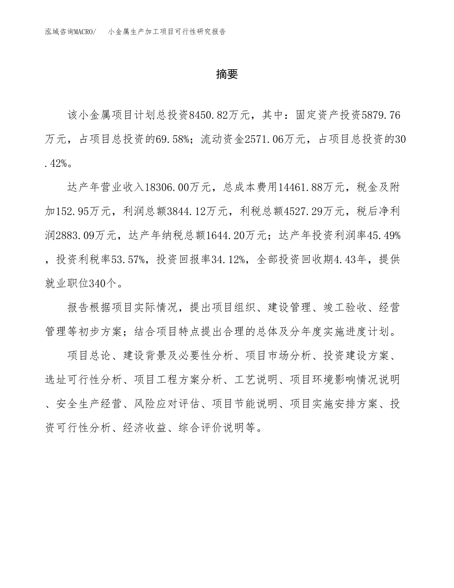 （模板）小金属生产加工项目可行性研究报告_第2页