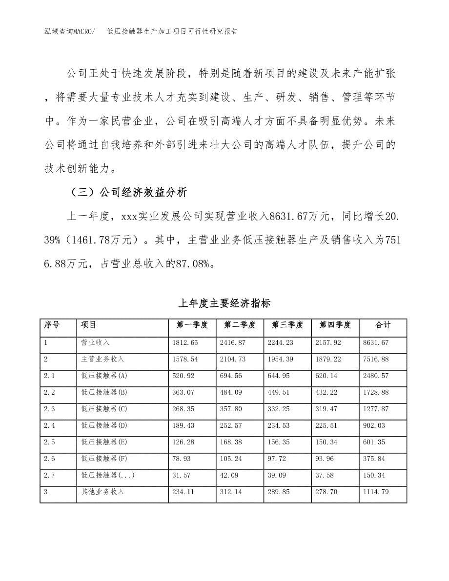 （模板）低压接触器生产加工项目可行性研究报告_第5页