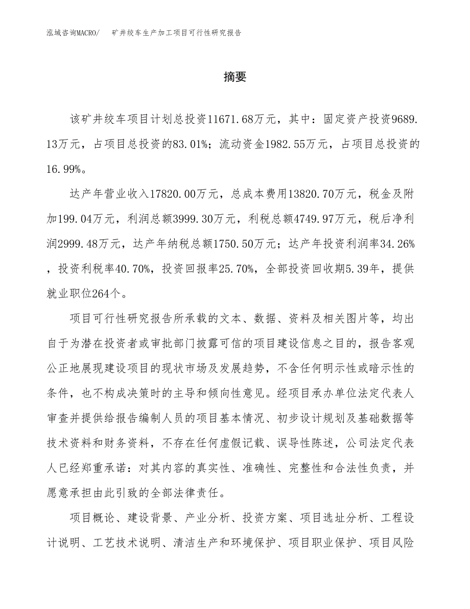 （模板）矿井绞车生产加工项目可行性研究报告_第2页