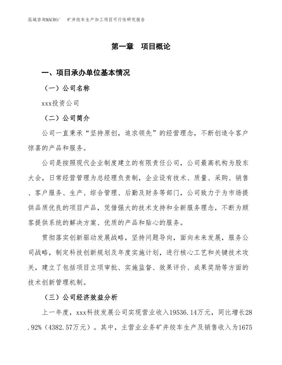 （模板）矿井绞车生产加工项目可行性研究报告_第5页