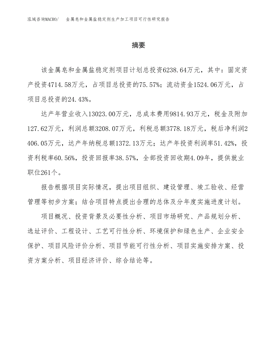 （模板）金属皂和金属盐稳定剂生产加工项目可行性研究报告_第2页