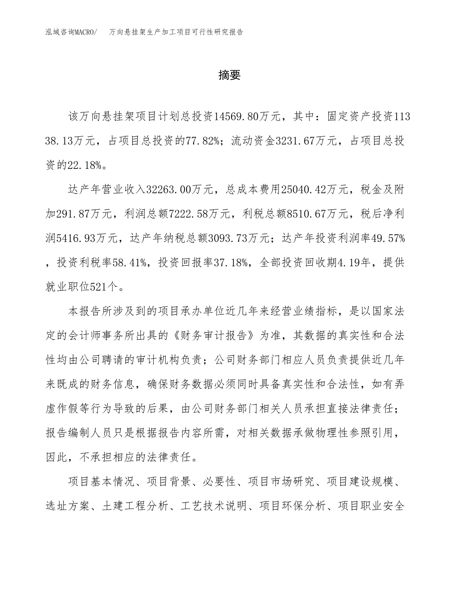 万向悬挂架生产加工项目可行性研究报告_第2页