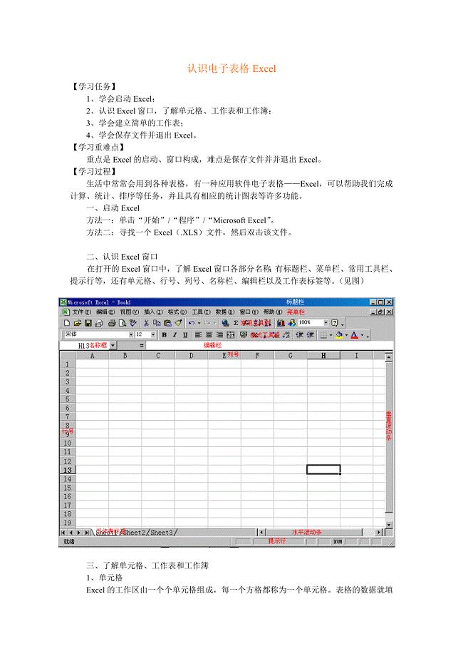 认识电子表格excel