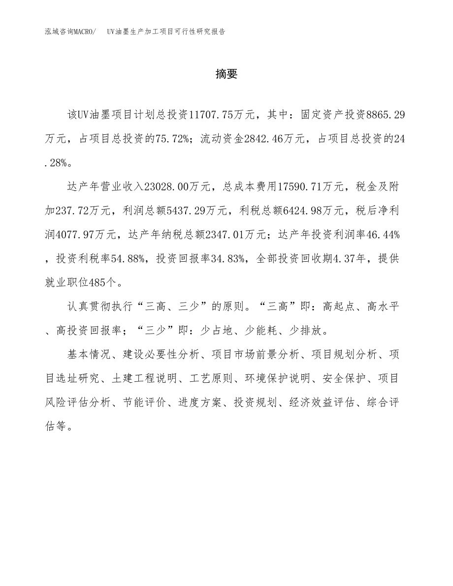 （模板）UV油墨生产加工项目可行性研究报告_第2页