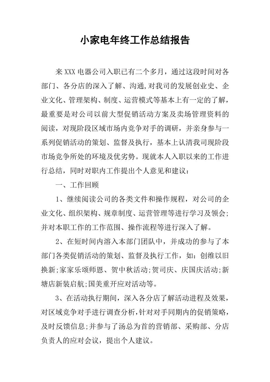 小家电年终工作总结报告.doc_第1页