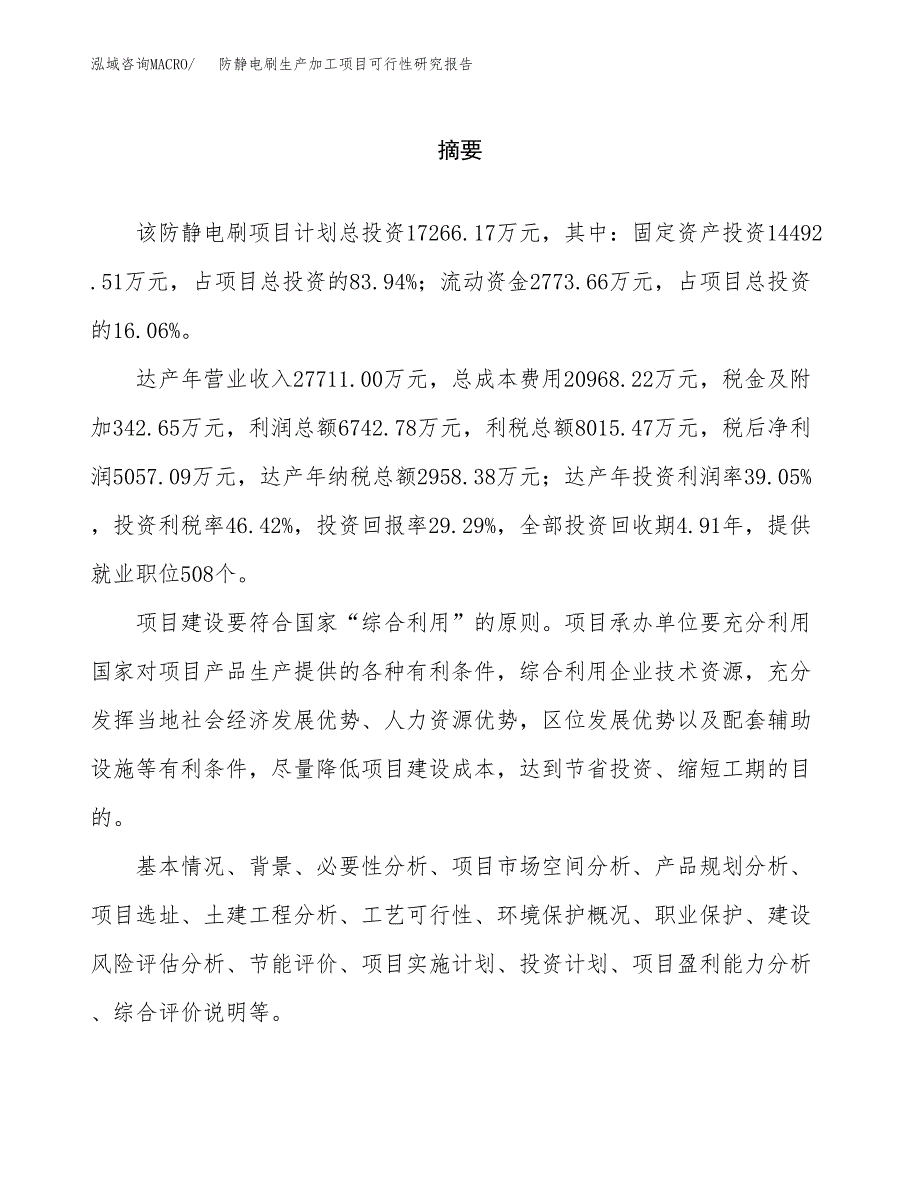 （模板）防静电刷生产加工项目可行性研究报告_第2页