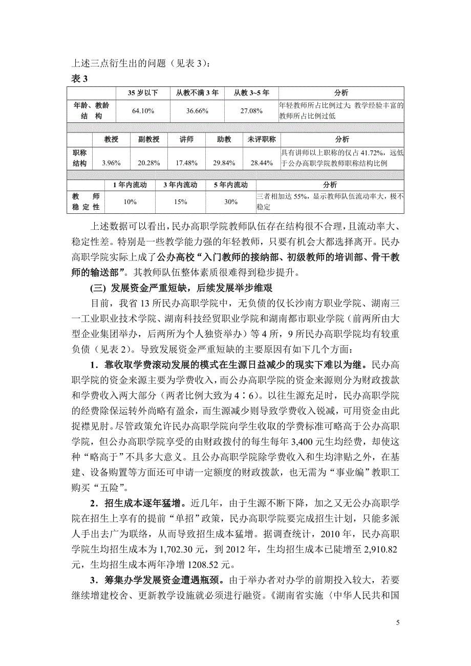 湖南省民办高职学院发展状况调研报告(10月)_第5页