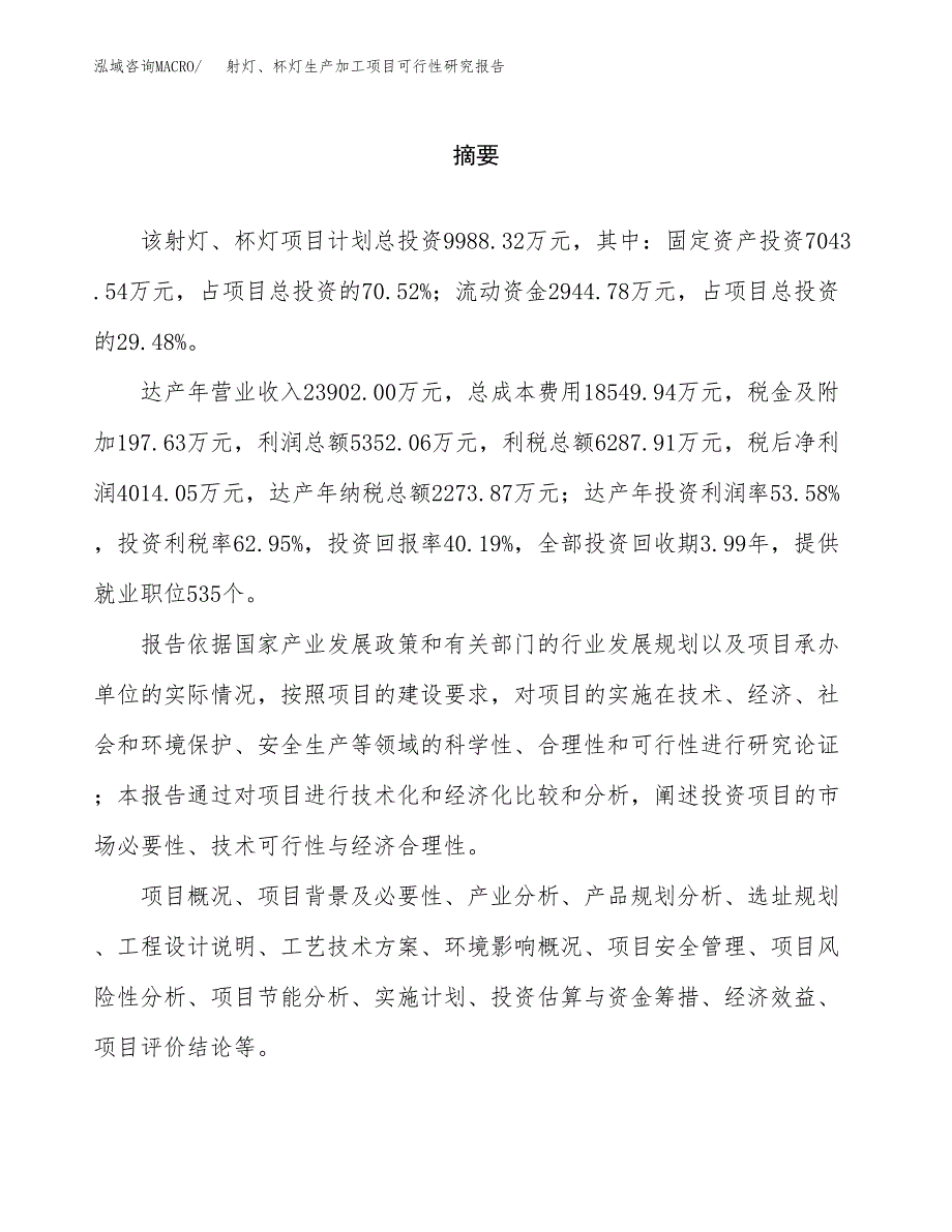 （模板）射灯、杯灯生产加工项目可行性研究报告_第2页