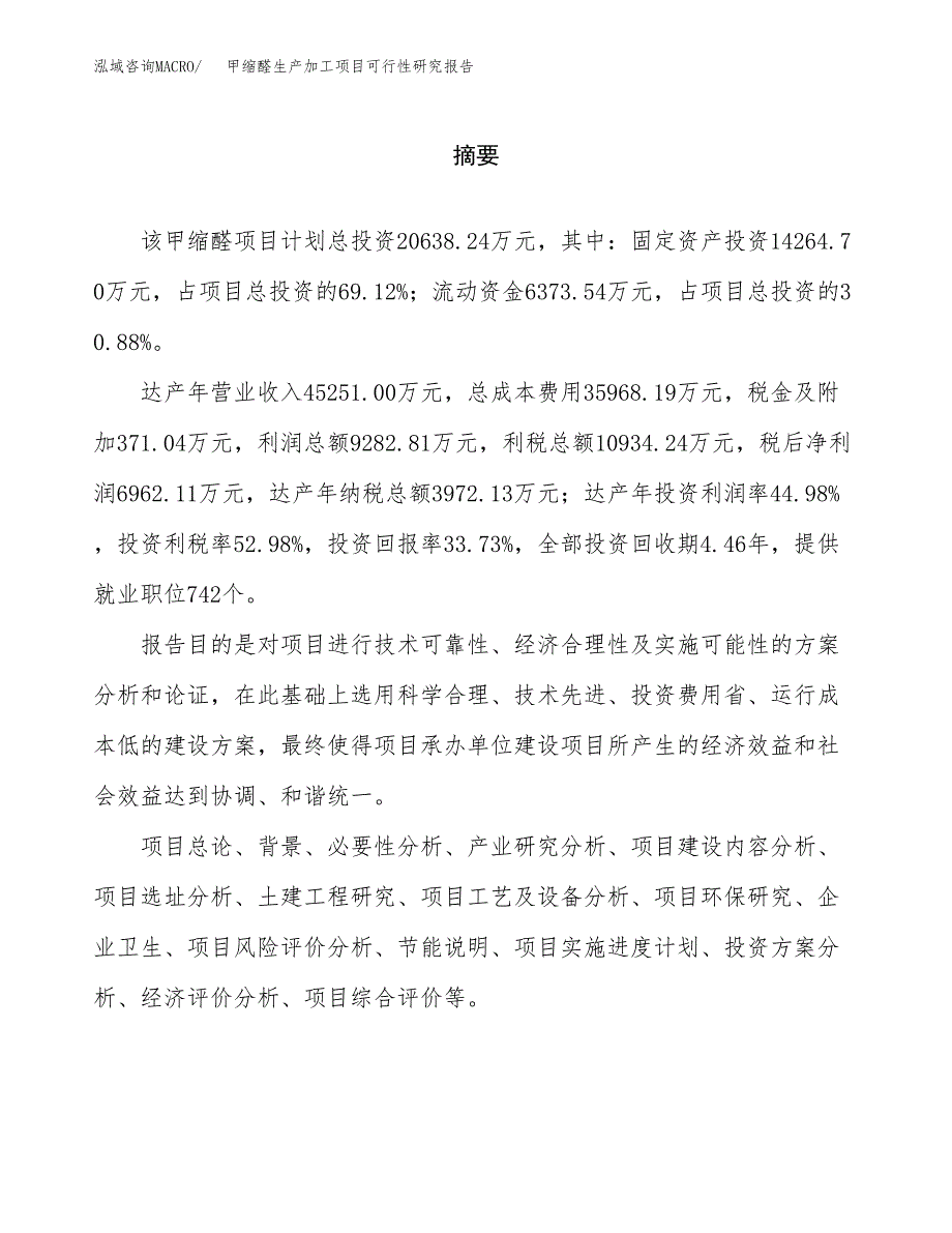 （模板）甲缩醛生产加工项目可行性研究报告_第2页