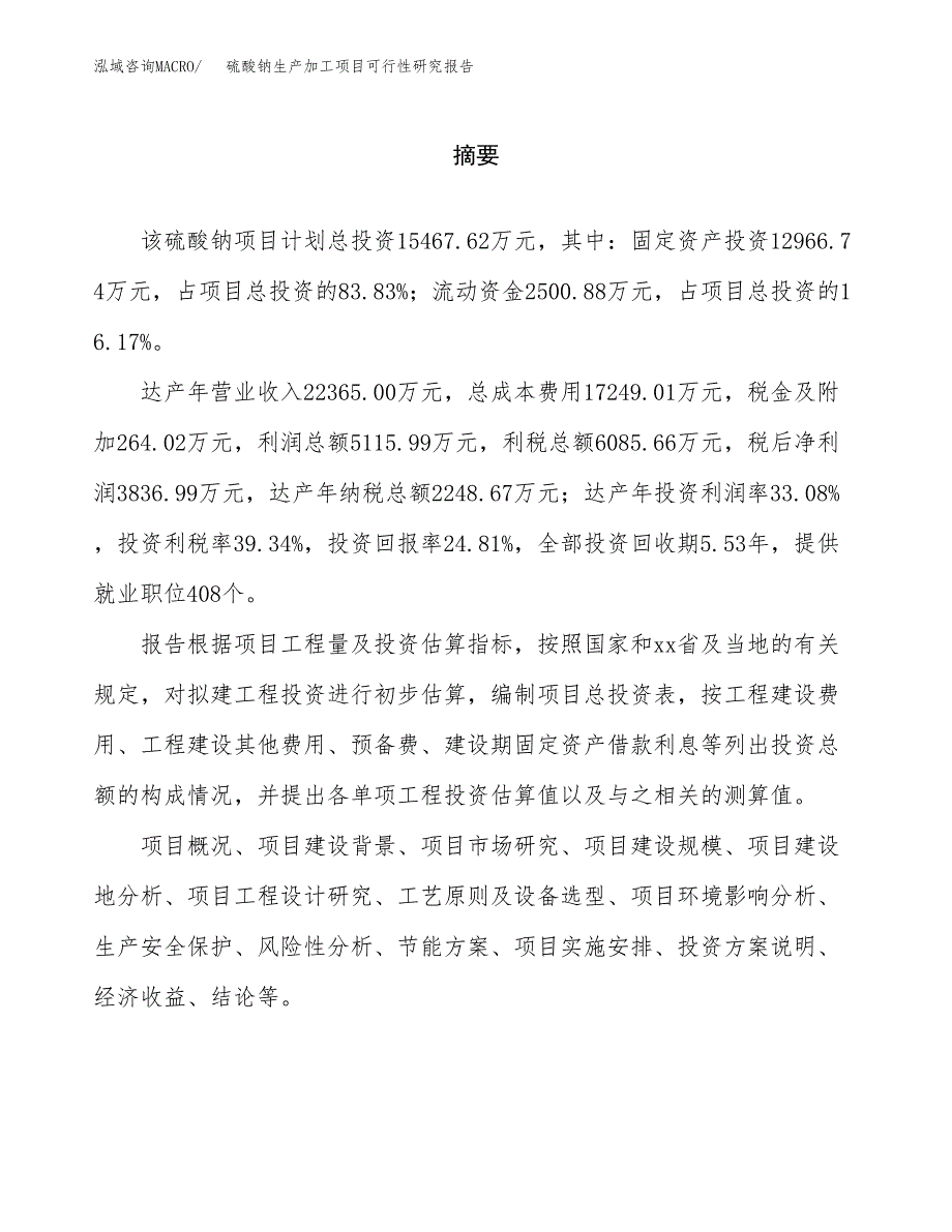 （模板）硫酸钠生产加工项目可行性研究报告_第2页