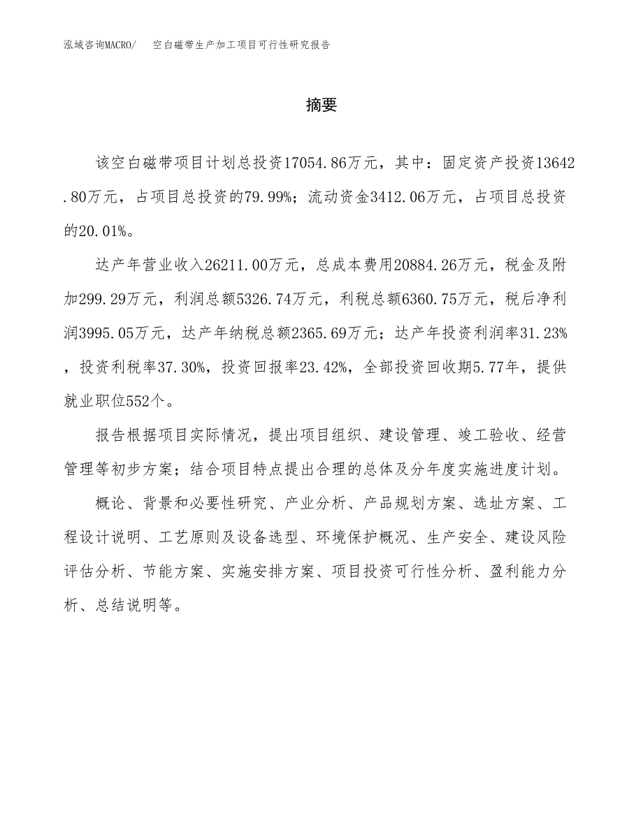 （模板）空白磁带生产加工项目可行性研究报告_第2页