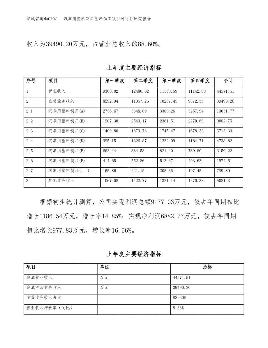 （模板）汽车用塑料制品生产加工项目可行性研究报告_第5页