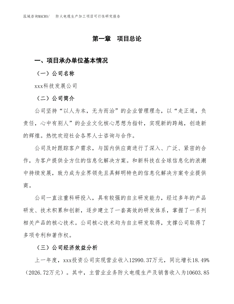 （模板）防火电缆生产加工项目可行性研究报告_第4页